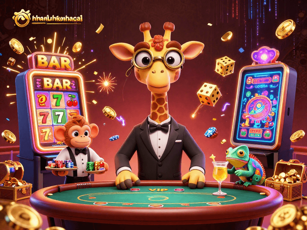 Engage in thrilling gaming adventures with nhandinhkeonhacai’s vibrant casino scene featuring cartoon characters.