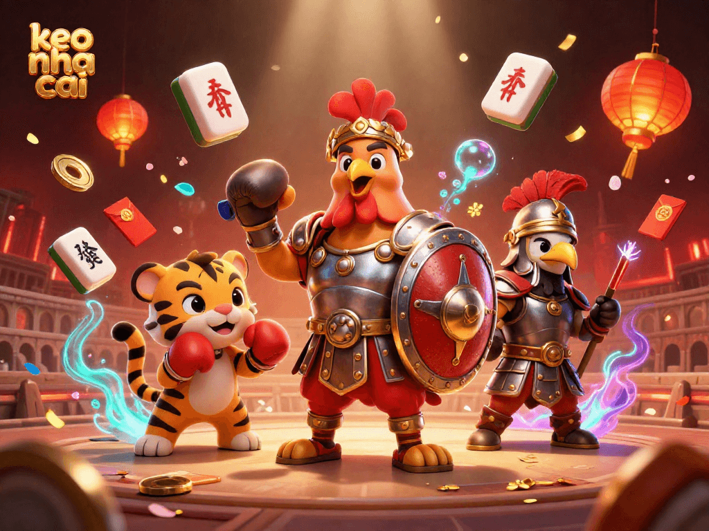 Engage with keo nha cai thrills in a vibrant 3D illustration featuring dynamic casino elements.