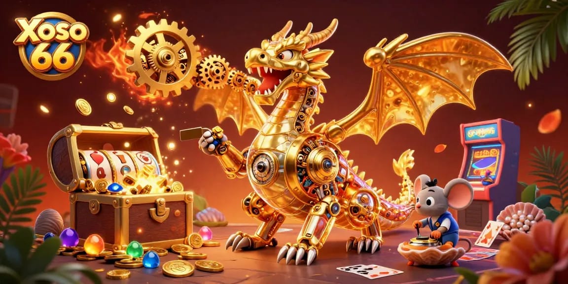 Xoso 66 engages with exciting animated gold coins and vibrant games in a fun-filled scene.