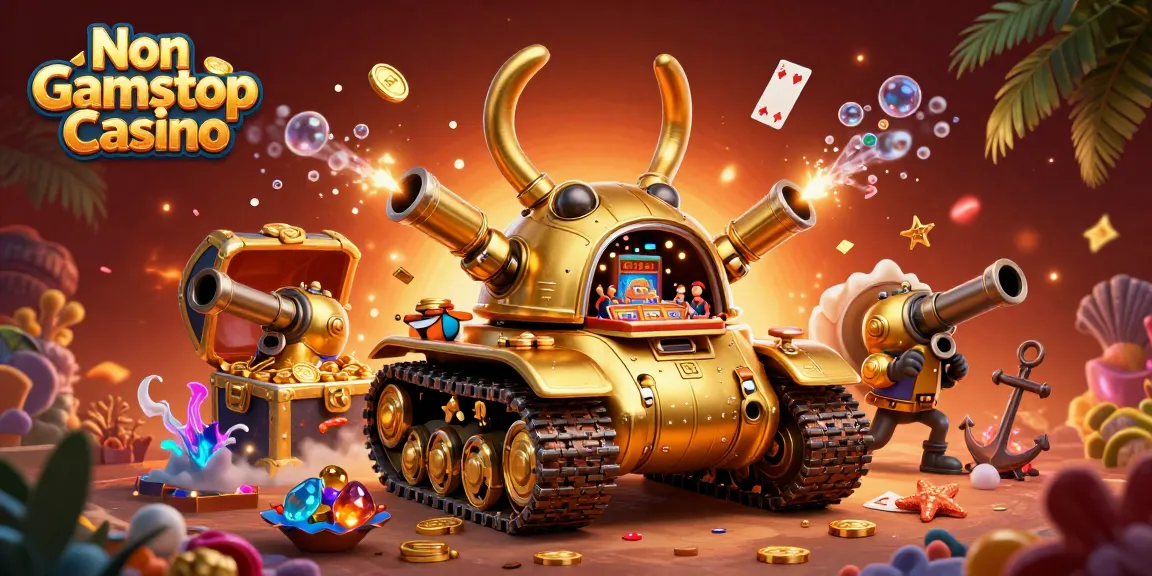 Experience the vibrant atmosphere of a Non Gamstop Casino with animated characters and a lively environment.