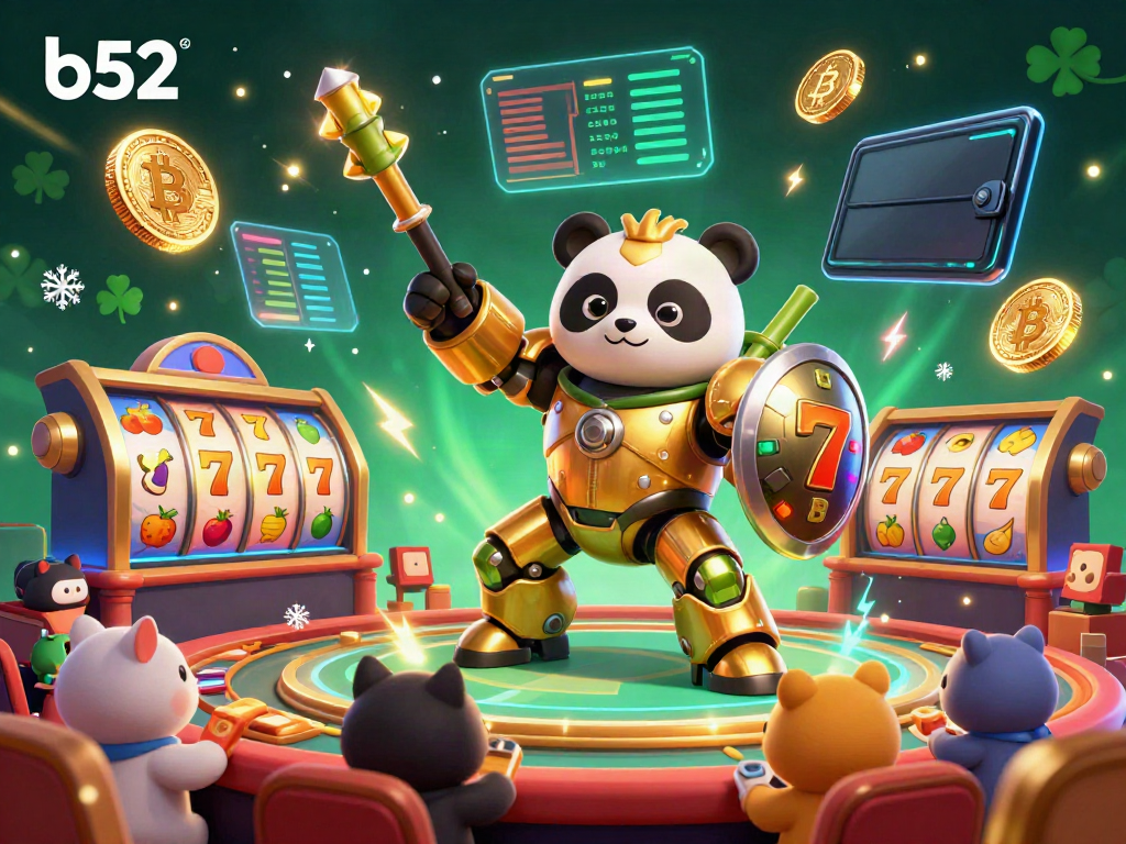 Spin lucky 7s and crypto coins at the b52 casino's vibrant mech-suit casino arena.
