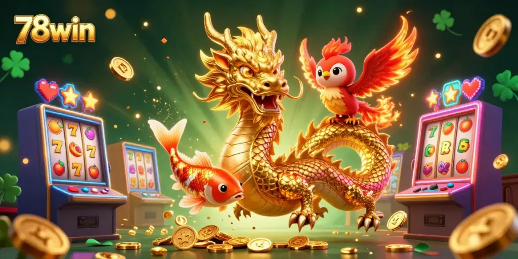 Engage with exciting winning opportunities at 78win casino, featuring vibrant characters and slot game elements.