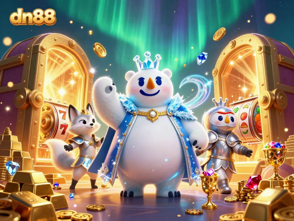 Experience the excitement of dn88's vibrant casino scene with animated characters and game elements.