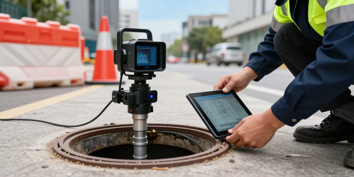 CCTV Drainage Survey Surrey: Professional surveyor using advanced equipment for urban drainage inspection.