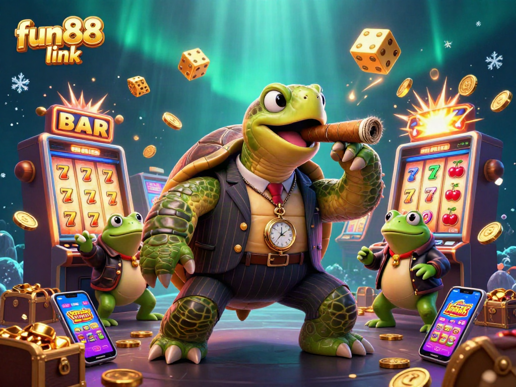 Experience the fun88 link with a 3D gaming montage showcasing casino excitement and jackpot wins.