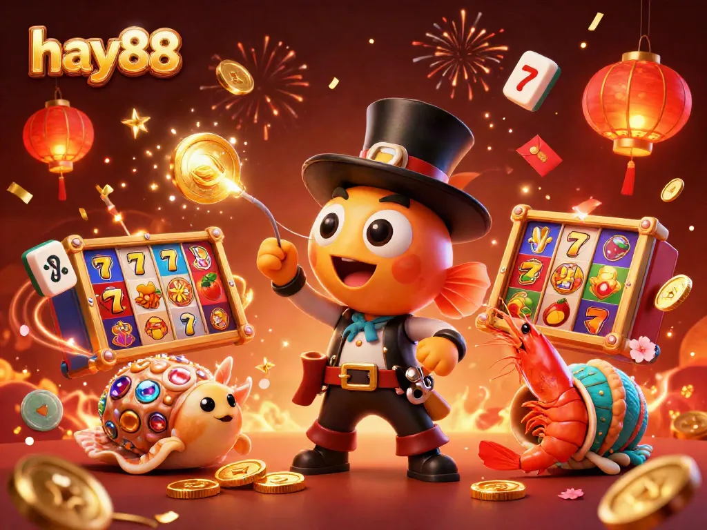 Experience the excitement of hay88 with vibrant 3D characters and casino elements sparking joy in a dynamic scene.