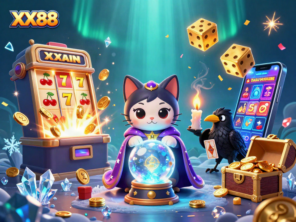 Experience top-tier gaming thrills with XX88's dynamic slot and casino action illustration.