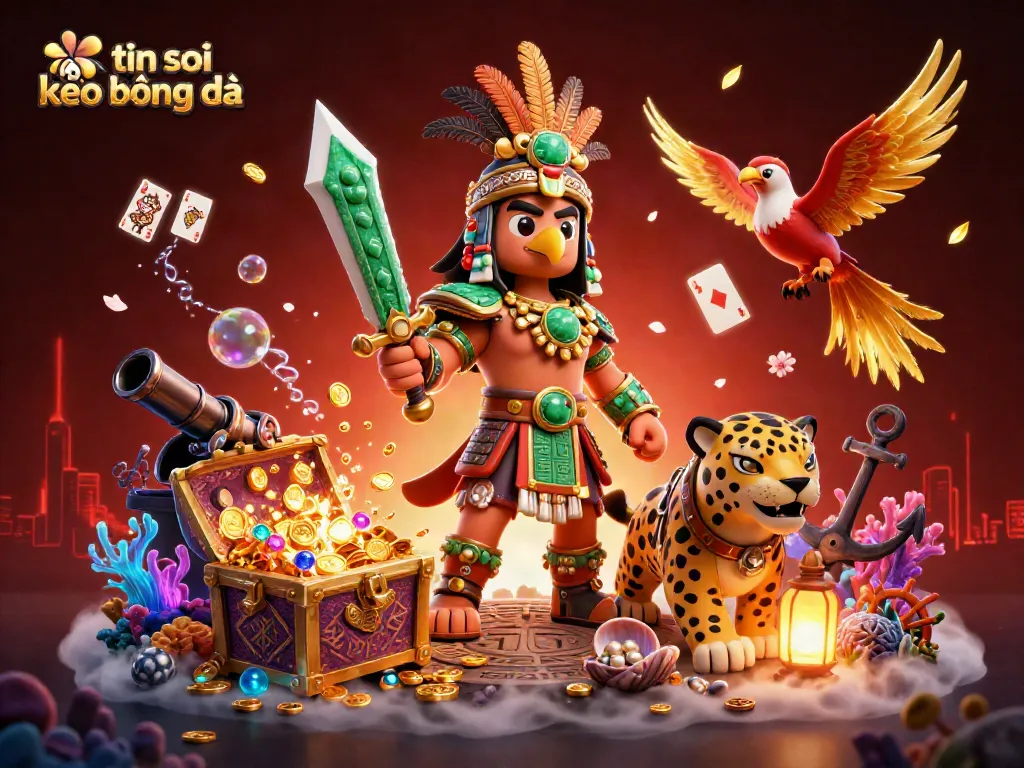 Experience thrilling bets with tin soi kèo bóng đá featuring a vibrant Aztec warrior scene.