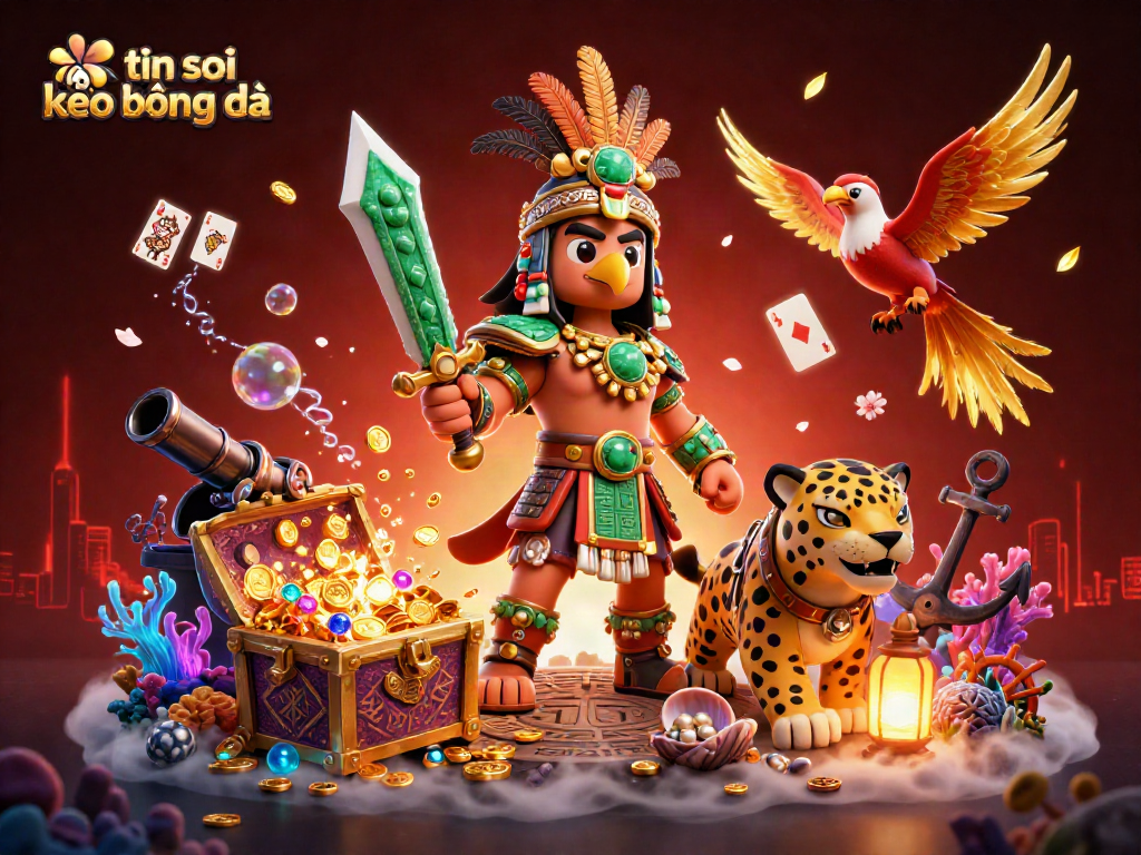 Experience thrilling bets with tin soi kèo bóng đá featuring a vibrant Aztec warrior scene.