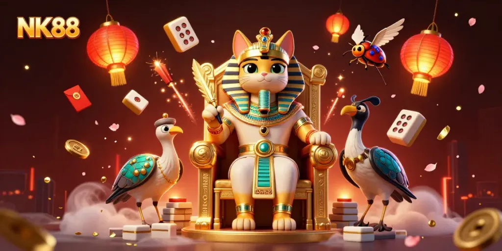 Experience thrilling gameplay at NK88 with a dazzling 3D casino scene featuring vibrant elements.