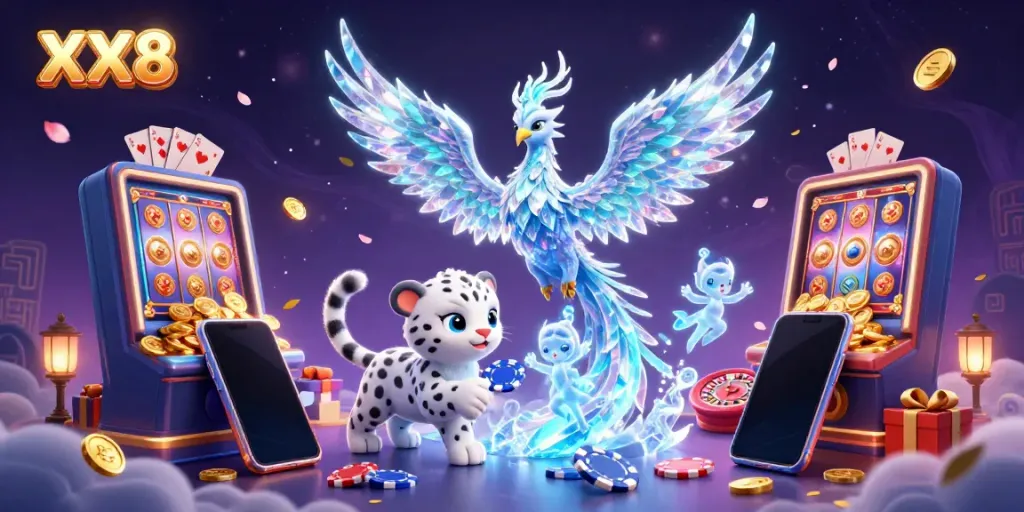 Experience the magic of XX8 online casino with vibrant characters and dynamic gaming elements.