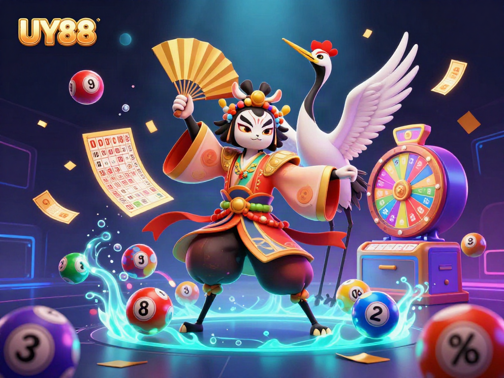 Experience the excitement of UY88 with this vibrant, energetic casino-themed 3D illustration.