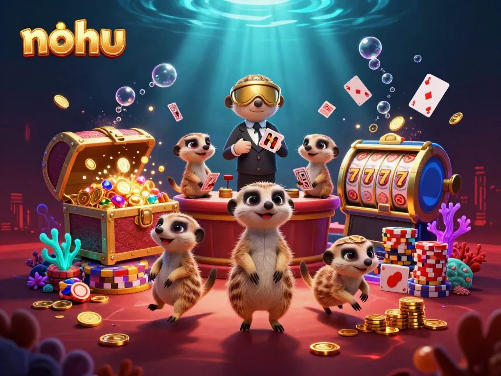 Join the meerkat colony at nohu as they operate a vibrant casino with dynamic gaming action.