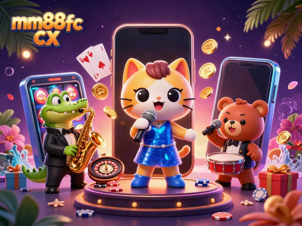 Engage in thrilling slot games with mm88fc cx featuring a jazz-singer cat, dancing crocodile, and drum bear.