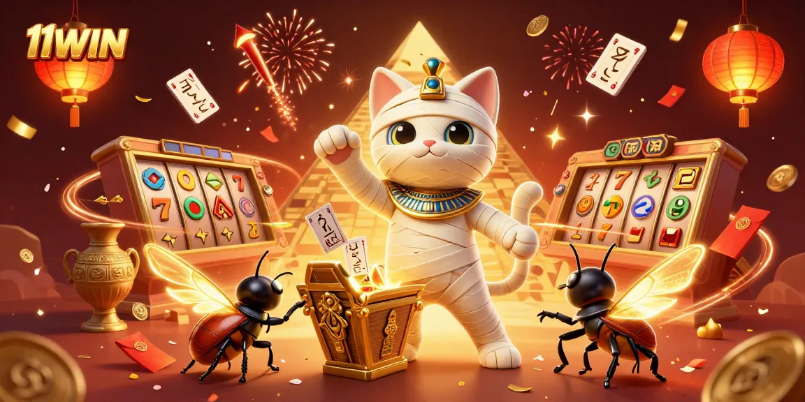 Engage in thrilling gameplay at 11WIN with vibrant slot reels and dynamic casino elements.