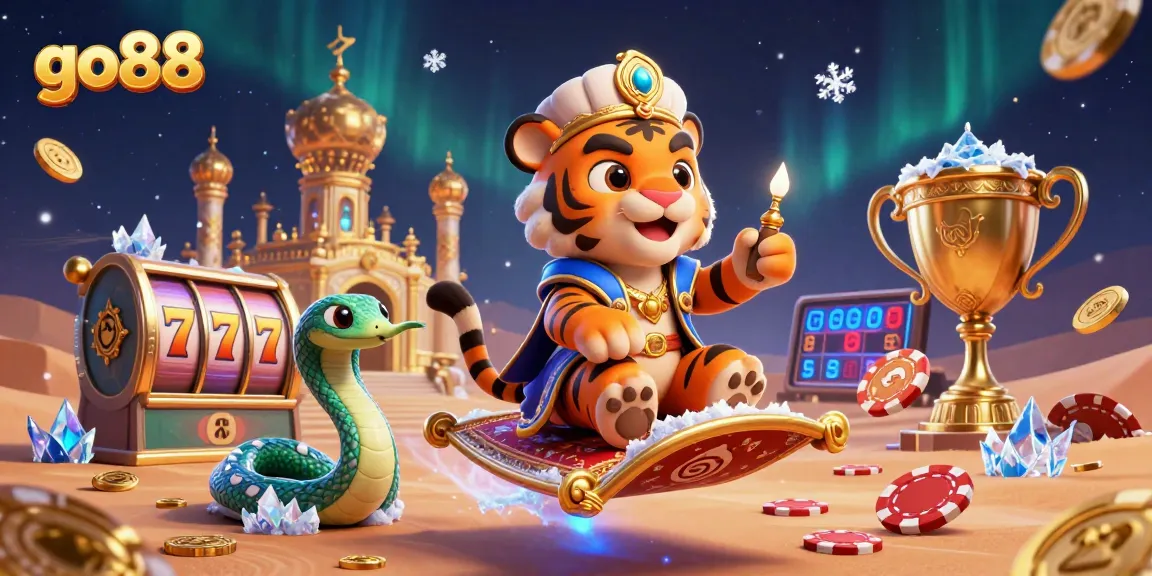Experience the thrilling world of go88 with a captivating casino-themed 3D illustration filled with action!