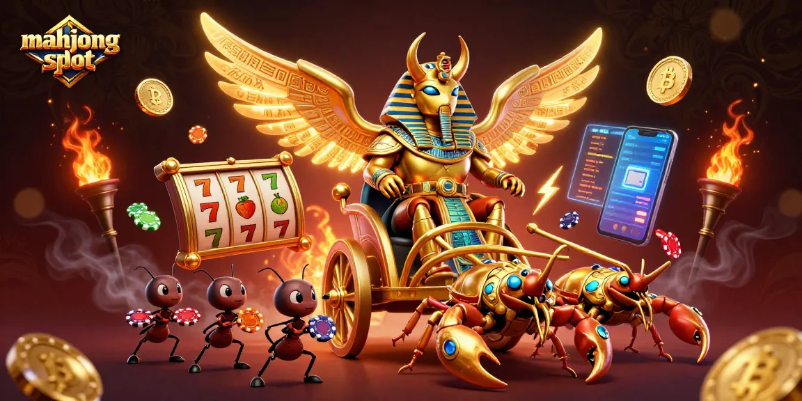 Engage in the mahjong slot adventure with 3D characters in a vibrant, casino-themed setting.