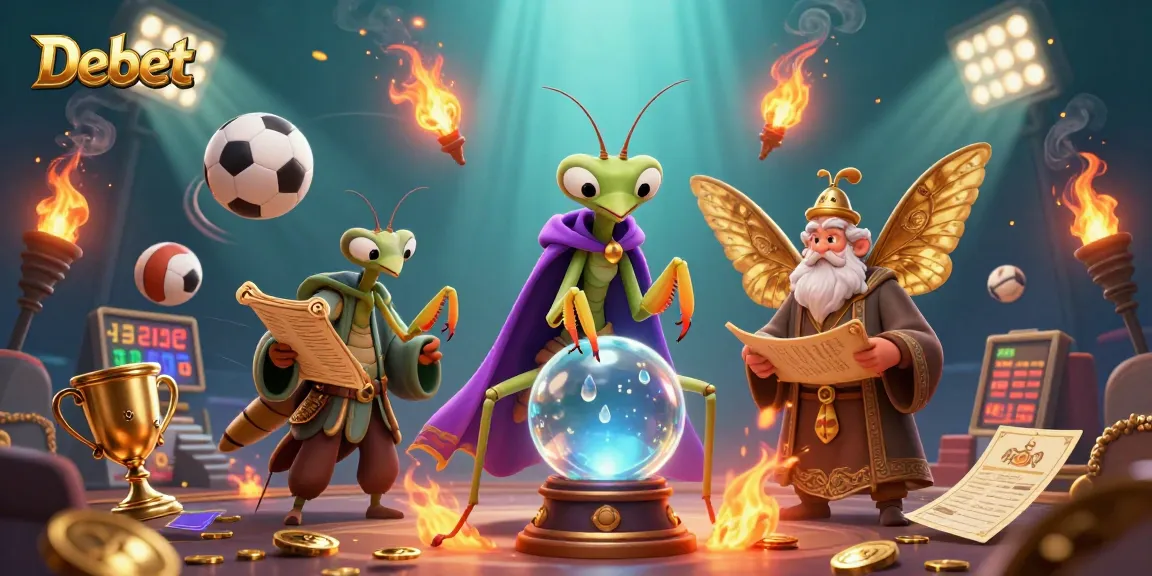 Engage in thrilling action at Debet with a vibrant 3D casino scene featuring sports balls and mystical characters.