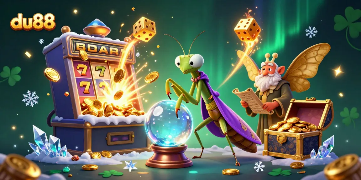 du88 ignites excitement as fortune teller gazes into a crystal ball amidst vibrant casino elements