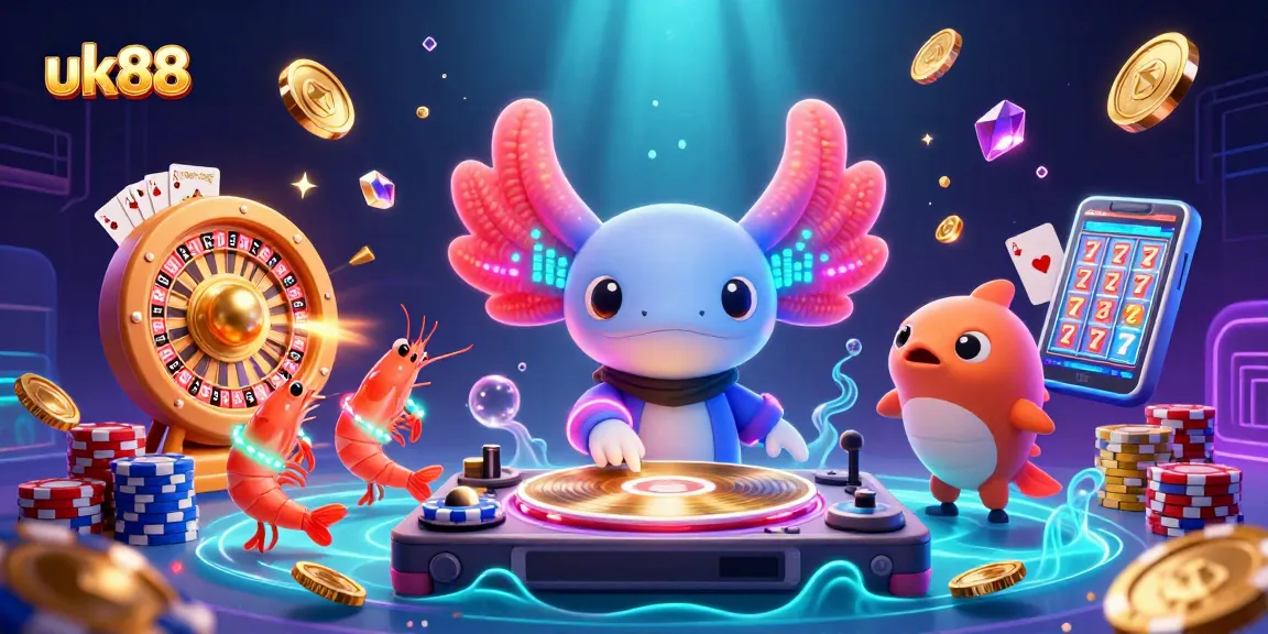 Experience the thrill of gaming with uk88, a vibrant underwater casino scene featuring 3D characters and lively elements.