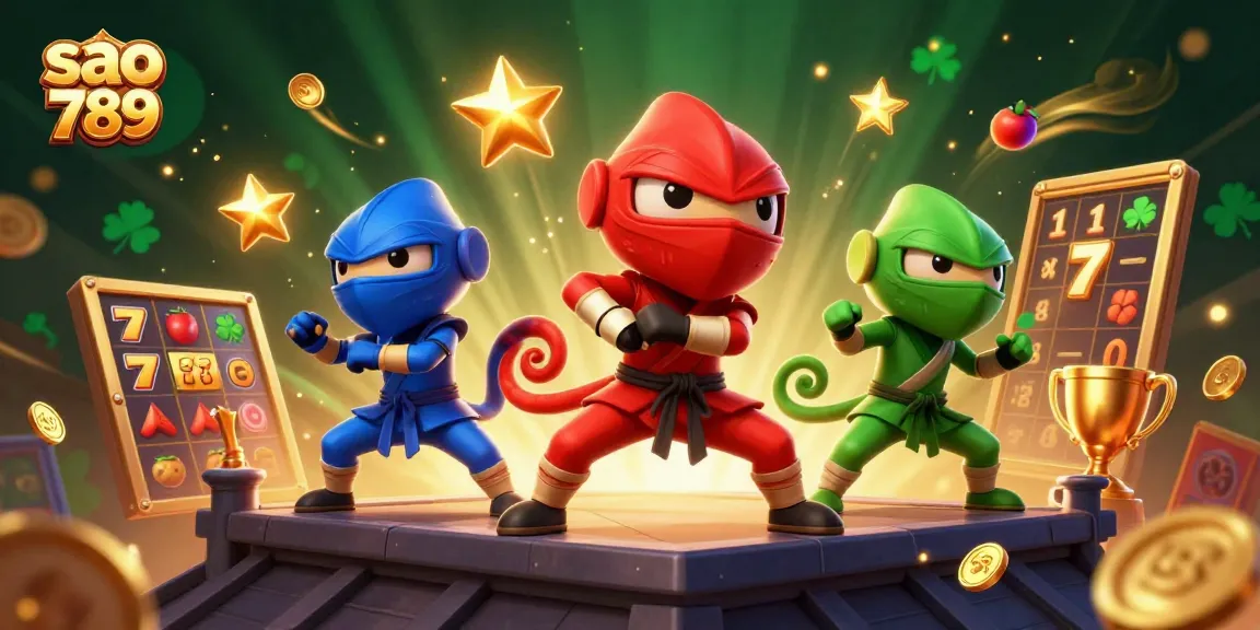 Win big with sao 789 as ninja chameleons engage in a thrilling slot gaming adventure.