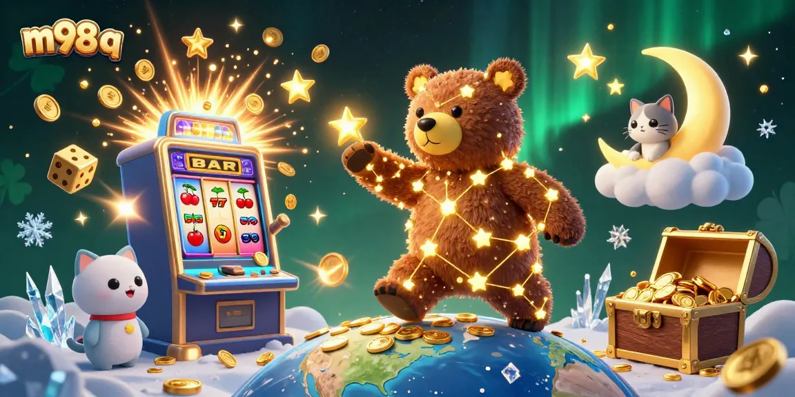 Spin to win in m98 q with an exciting 3D casino scene showcasing vibrant characters and elements of chance.