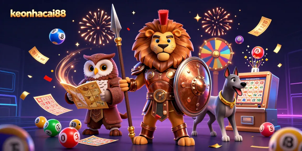 Join the excitement of keonhacai88 with vibrant lottery elements and dynamic characters in this stunning illustration.