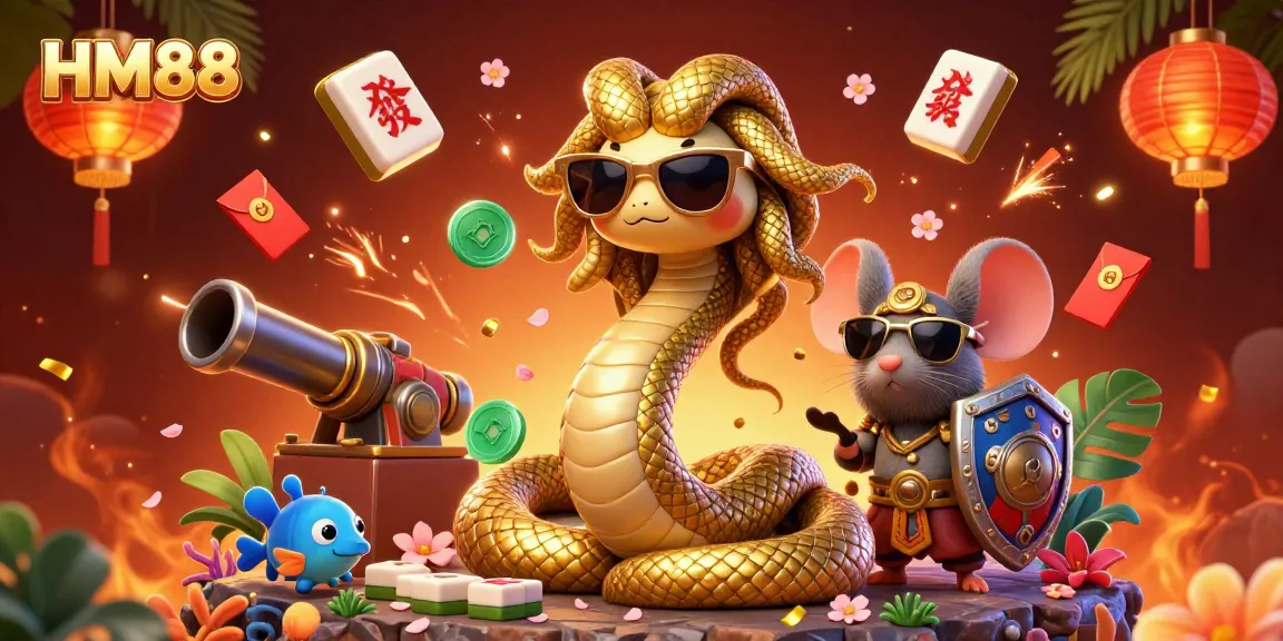 Engage in thrilling fishing fun with HM88, showcasing dynamic characters and vibrant game elements.