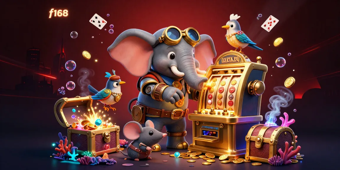 Experience the exciting world of f168 with a steampunk elephant and dynamic slot machine action